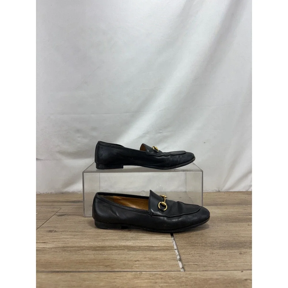 Gucci Mens Black Leather Horsebit Loafers Size 37 Made in Italy Dress Shoes